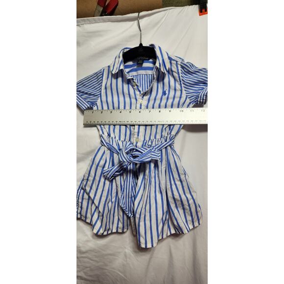 Polo Ralph Lauren Girls Blue Pin Striped Belted Dress - Picture 4 of 5